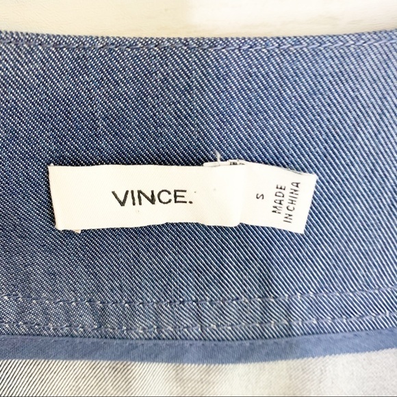 Vince Blue Chambray V Neck Shift Work Business Casual Dress Size Small - Picture 7 of 8